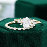 1.33 CT Oval Moissanite Cluster Bridal Ring Set (Ring Remake for Deborah) 5