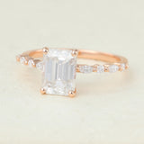 Pave Engagement Ring Featuring 1.60 CT Emerald Moissanite 3