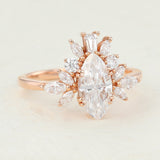 Cluster Engagement Ring Featuring 0.90 CT Marquise Moissanite 4