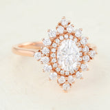 Cluster Halo Engagement Ring Featuring 1.33 CT Oval Moissanite 3