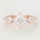 1.35 CT Princess Shaped Moissanite Cluster Engagement Ring