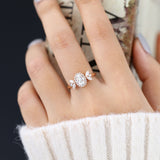 Cluster & Halo Engagement Ring Featuring 0.84 CT Oval Moissanite 2