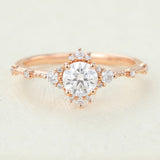 0.41 CT Round Shaped Moissanite Cluster Engagement Ring 1