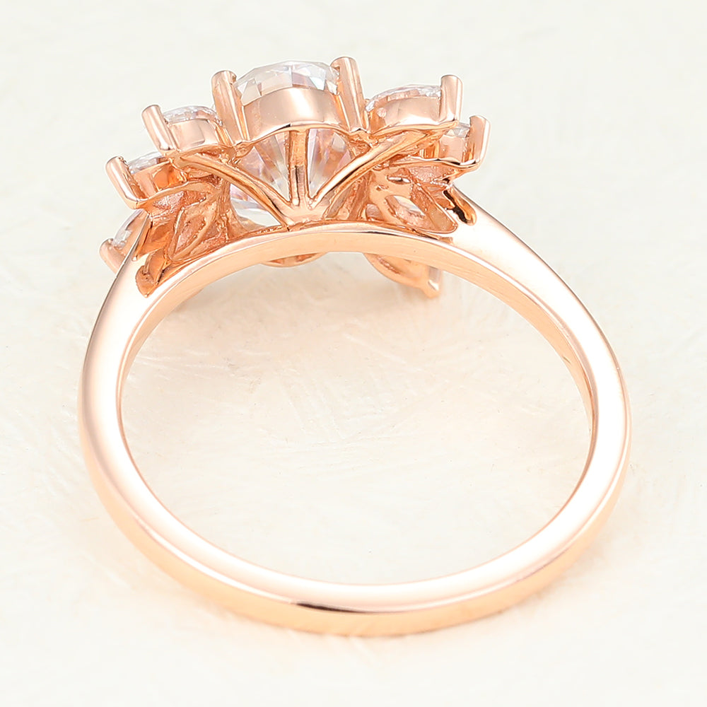 Cluster Engagement Ring Featuring 1.33 CT Oval Moissanite 4