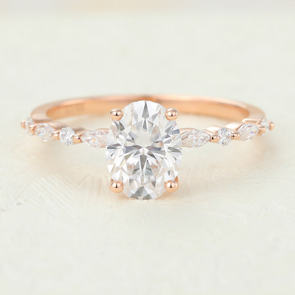 Pave Engagement Ring Featuring 1.33 CT Oval Moissanite 1