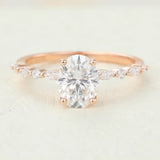 Pave Engagement Ring Featuring 1.33 CT Oval Moissanite 1