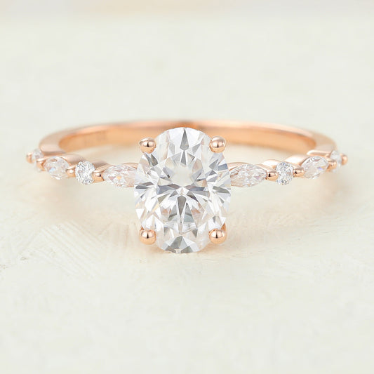 Pave Engagement Ring Featuring 1.33 CT Oval Moissanite 1