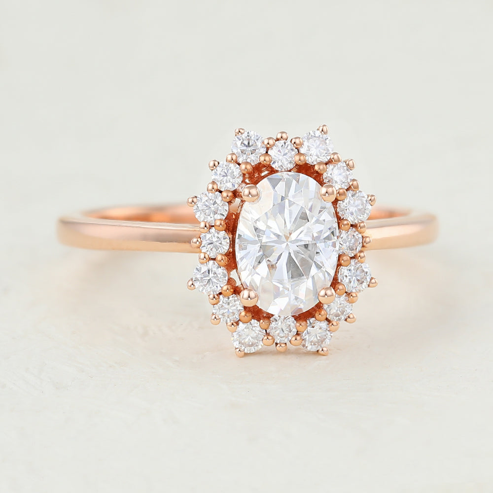 Halo Engagement Ring Featuring 1.0 CT Oval Moissanite 5