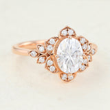 1.33 CT Oval Shaped Moissanite Vintage Engagement Ring 4