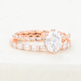 1.33 CT Oval Moissanite Twisted Shank Bridal Ring Set