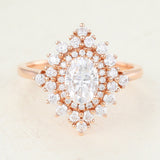 Cluster Halo Engagement Ring Featuring 1.33 CT Oval Moissanite 1