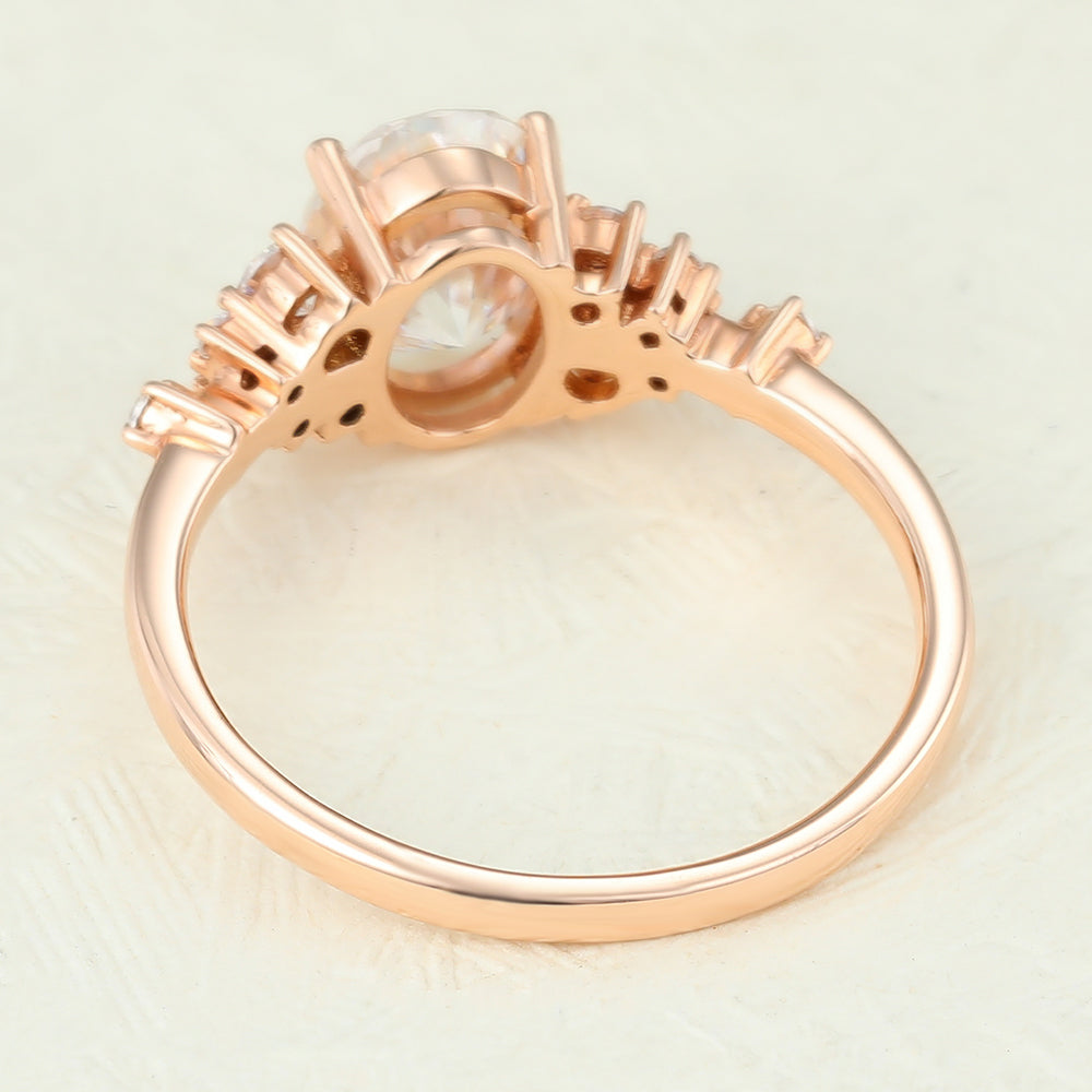 Cluster Engagement Ring Featuring 1.33 CT Oval Moissanite 5