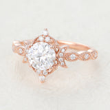 Cluster Engagement Ring Featuring 0.90 CT Round Moissanite 4
