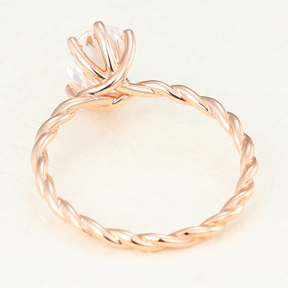 1.33 CT Oval Shaped Moissanite Solitaire Twisted Shank Engagement Ring 3