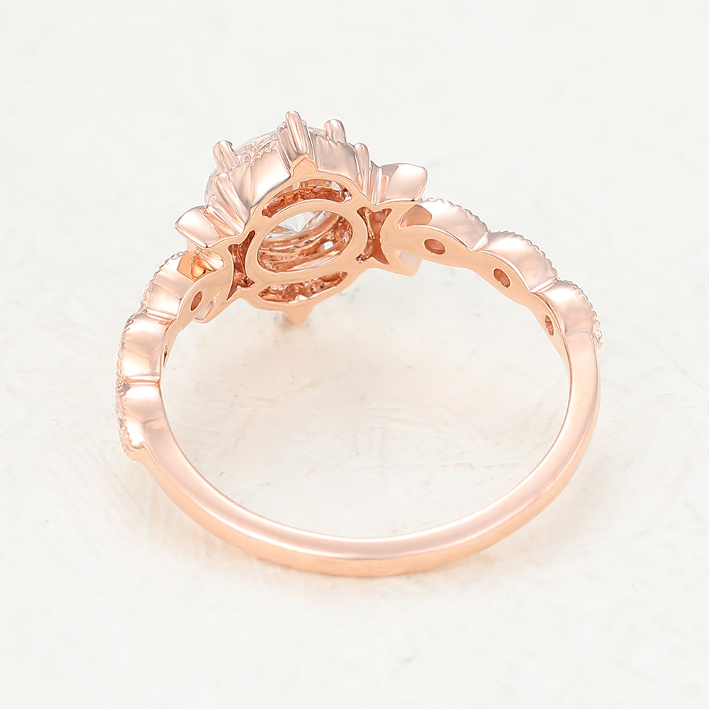 Cluster Engagement Ring Featuring 0.90 CT Round Moissanite 5