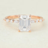 Pave Engagement Ring Featuring 1.60 CT Emerald Moissanite 1