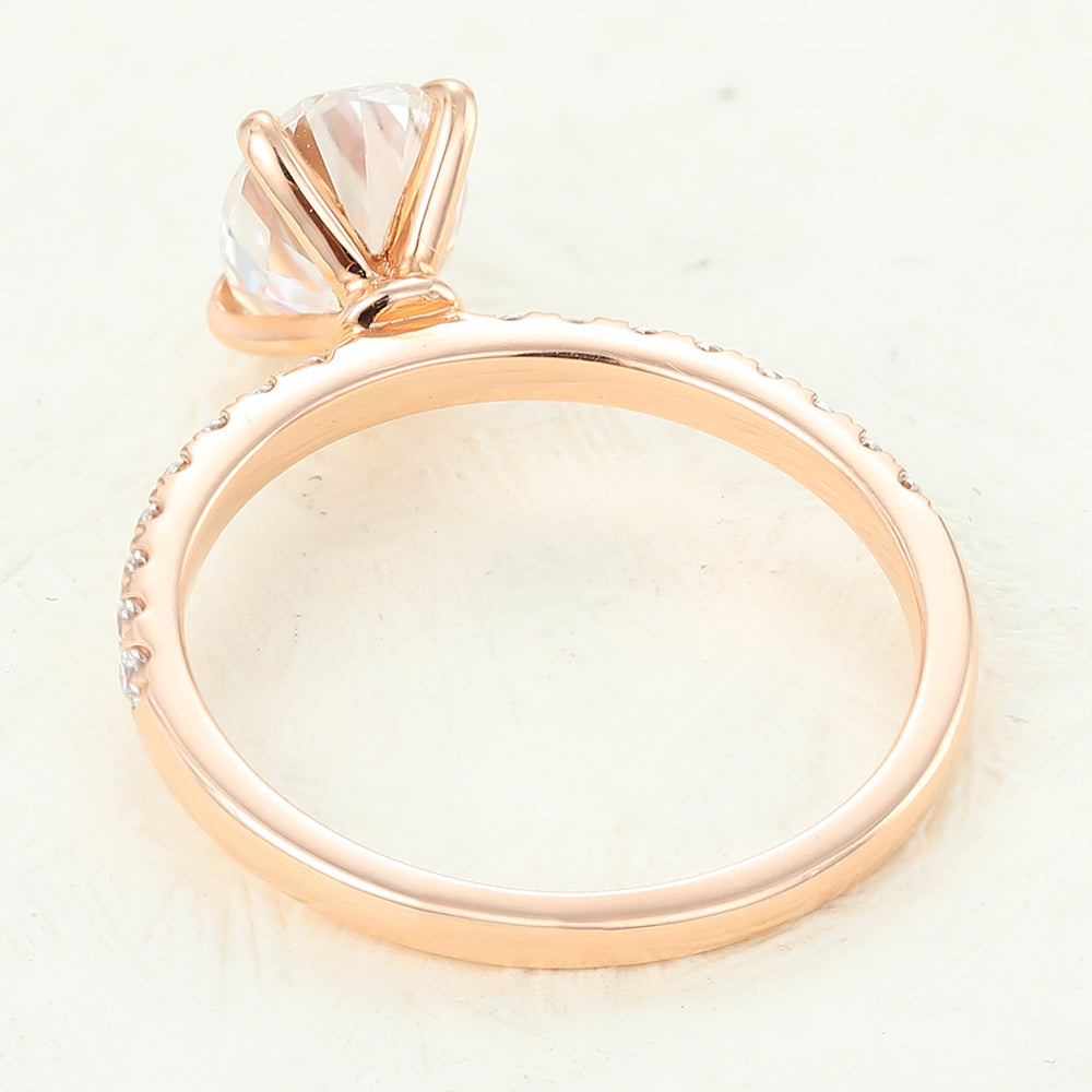 Pave Engagement Ring Featuring 1.33 CT Oval Moissanite 5