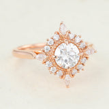 Cluster Engagement Ring Featuring 0.68 CT Round Moissanite 4