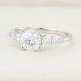 0.88 CT Round Shaped Moissanite Seven Stone Engagement Ring 3