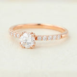 Pave Engagement Ring Featuring 0.41 CT Round Moissanite 4