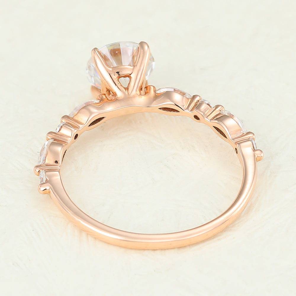 Pave Engagement Ring Featuring 0.88 CT Round Moissanite 5