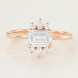 Cluster Engagement Ring Featuring 0.92 CT Emerald Moissanite 1