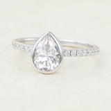 Pave Engagement Ring Featuring 1.0 CT Pear Moissanite 3