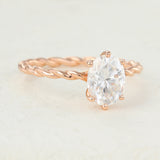 1.33 CT Oval Shaped Moissanite Solitaire Twisted Shank Engagement Ring 4