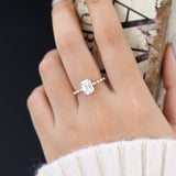 Pave Engagement Ring Featuring 1.60 CT Emerald Moissanite 2