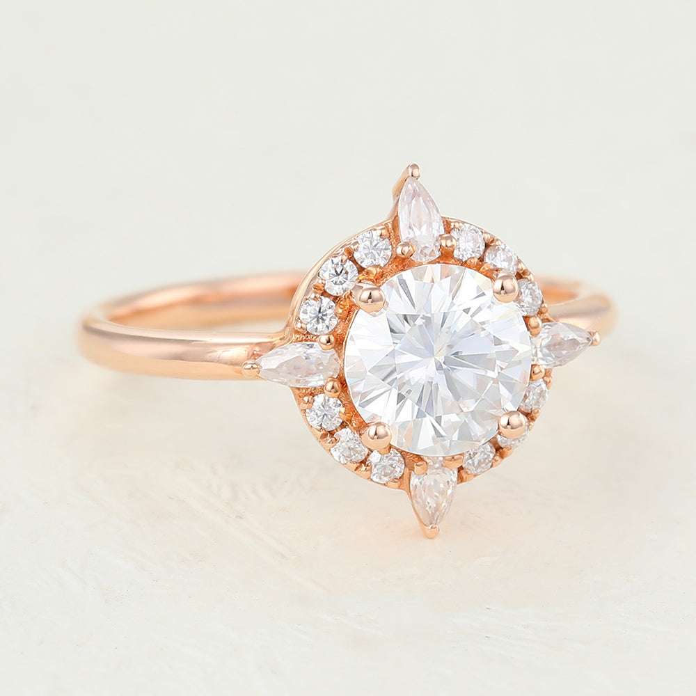Cluster Engagement Ring Featuring 0.88 CT Oval Moissanite 3