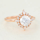 Cluster Engagement Ring Featuring 0.88 CT Oval Moissanite 3