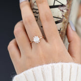 Cluster Engagement Ring Featuring 0.92 CT Emerald Moissanite 2