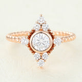 0.41 CT Round Shaped Moissanite Cluster Vintage Engagement Ring 1