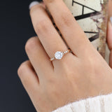 Pave Engagement Ring Featuring 0.88 CT Round Moissanite 2