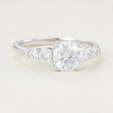 0.88 CT Round Shaped Moissanite Seven Stone Engagement Ring 4