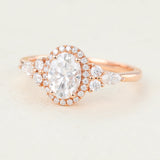 Cluster Halo Engagement Ring Featuring 0.84 CT Oval Moissanite 4