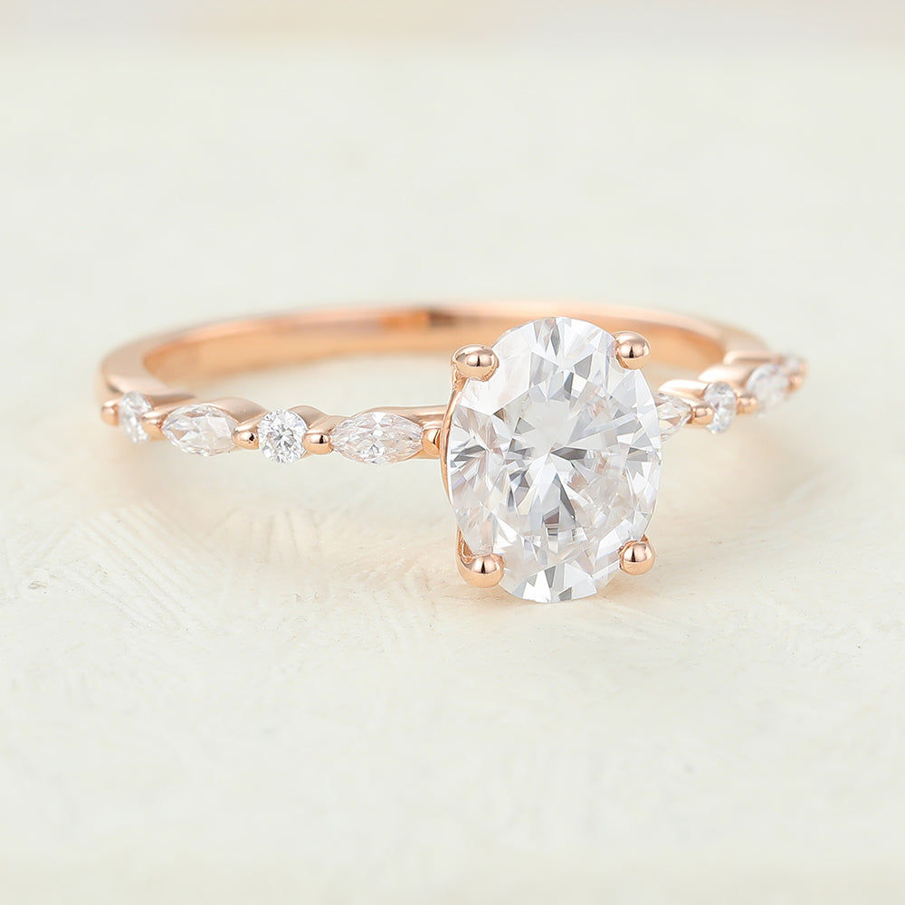 Pave Engagement Ring Featuring 1.33 CT Oval Moissanite 3