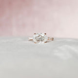 2.5 CT East West Oval Hidden Halo Pave Moissanite Engagement Ring 4