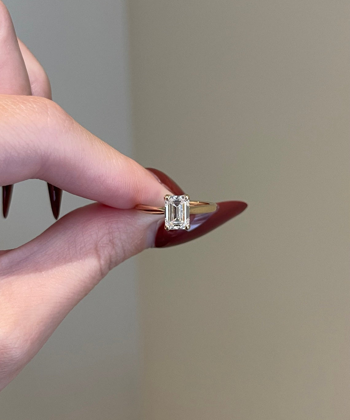 1.0 CT Emerald Shaped Moissanite Solitaire Engagement Ring 1