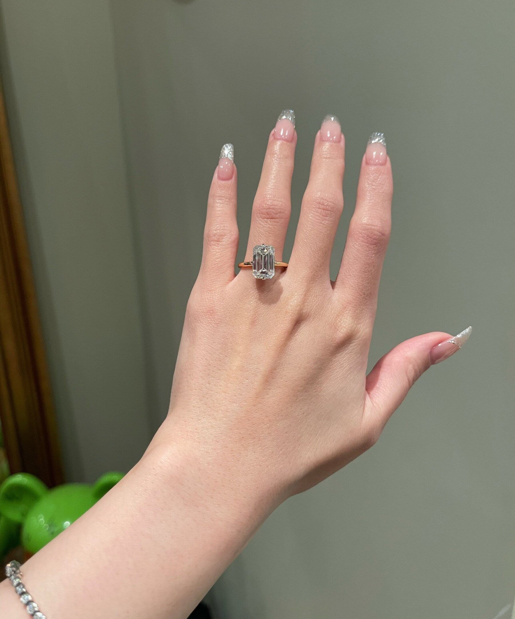 5.0 CT Emerald Shaped Moissanite Solitaire Engagement Ring 2