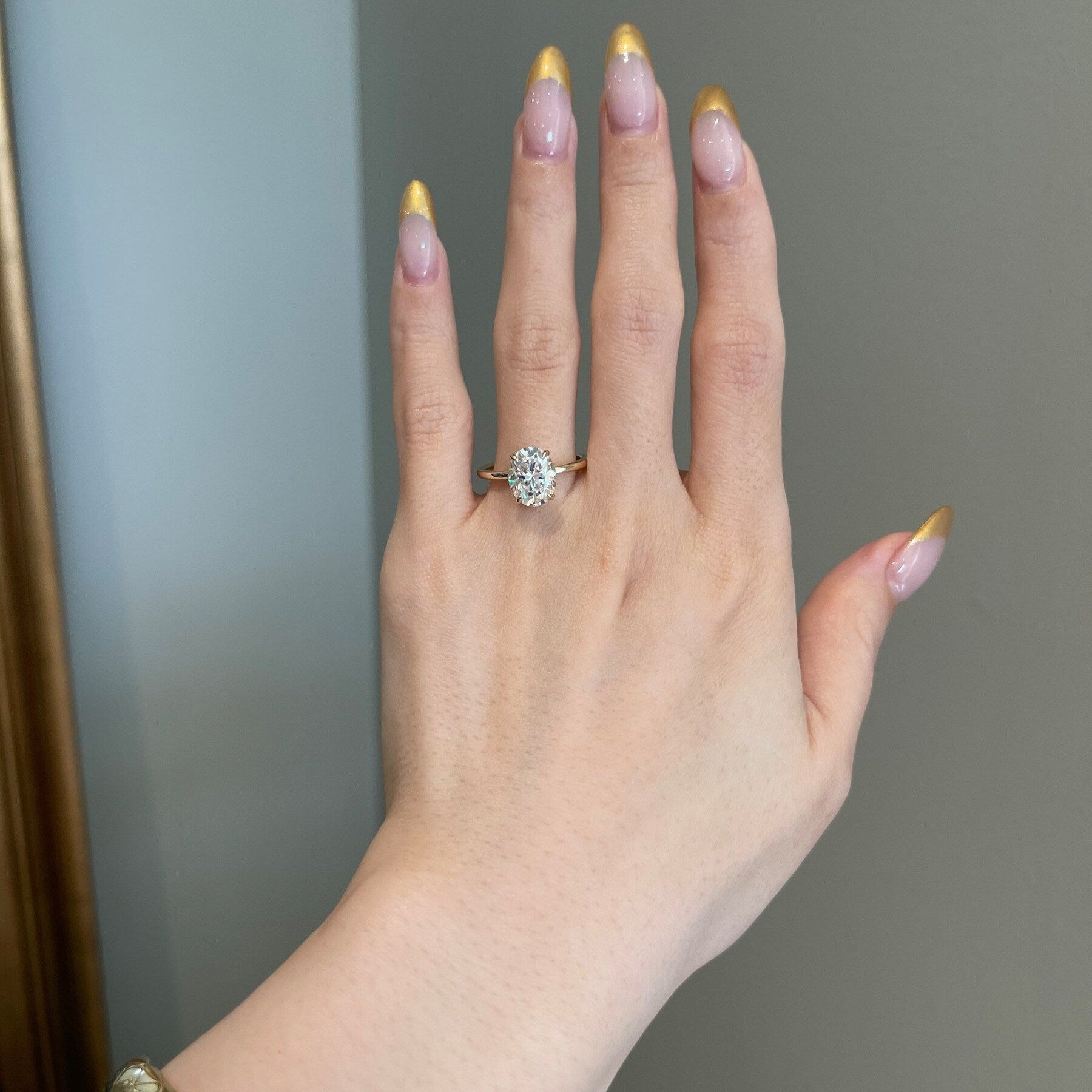 3.0 CT Oval Shaped Moissanite Solitaire Engagement Ring 2