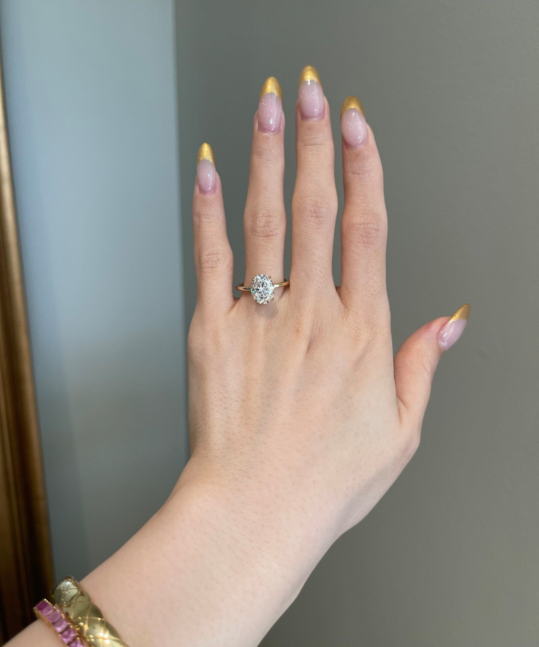 3.0 CT Oval Shaped Moissanite Solitaire Engagement Ring 2