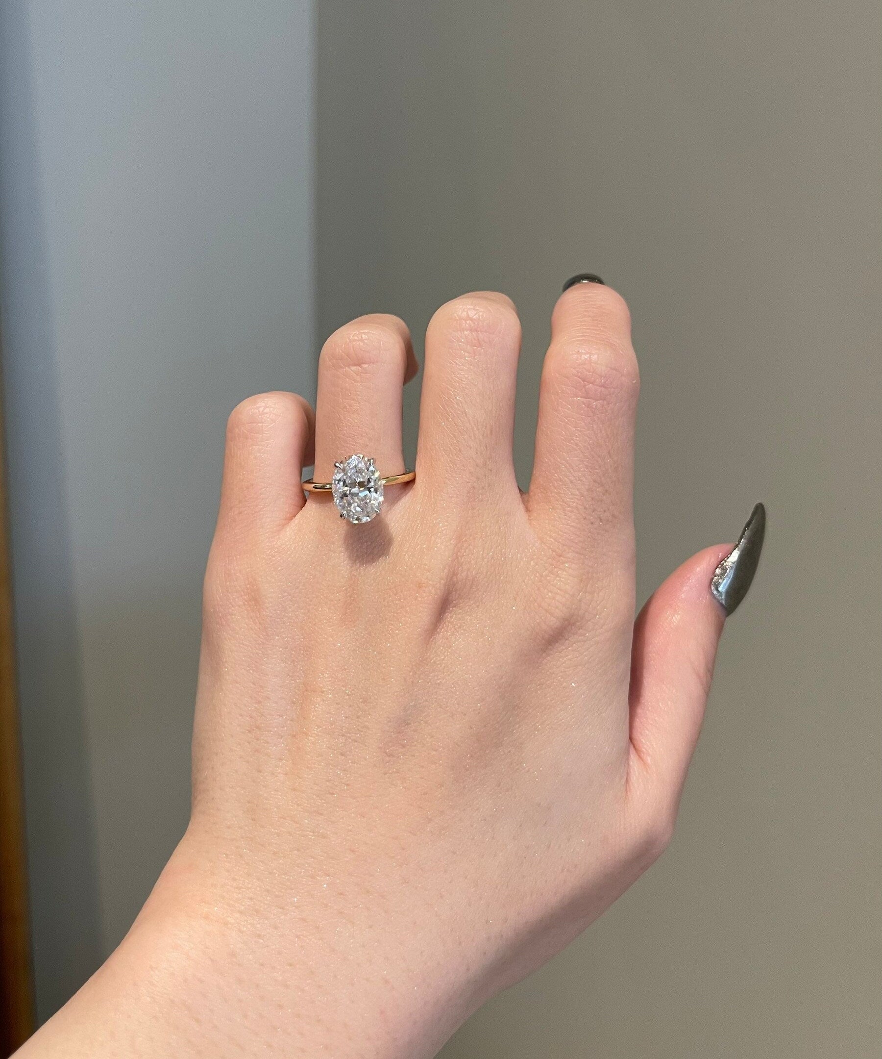 3.50 CT Oval Shaped Moissanite Solitaire Engagement Ring 2