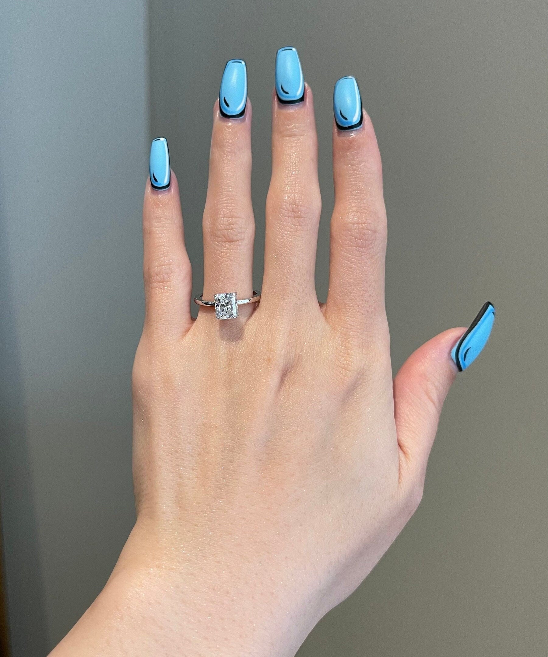 1.50 CT Radiant Shaped Moissanite Solitaire Engagement Ring 2