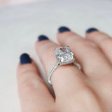 2.5 CT Cushion Shape Pave Setting Moissanite Engagement Ring 6