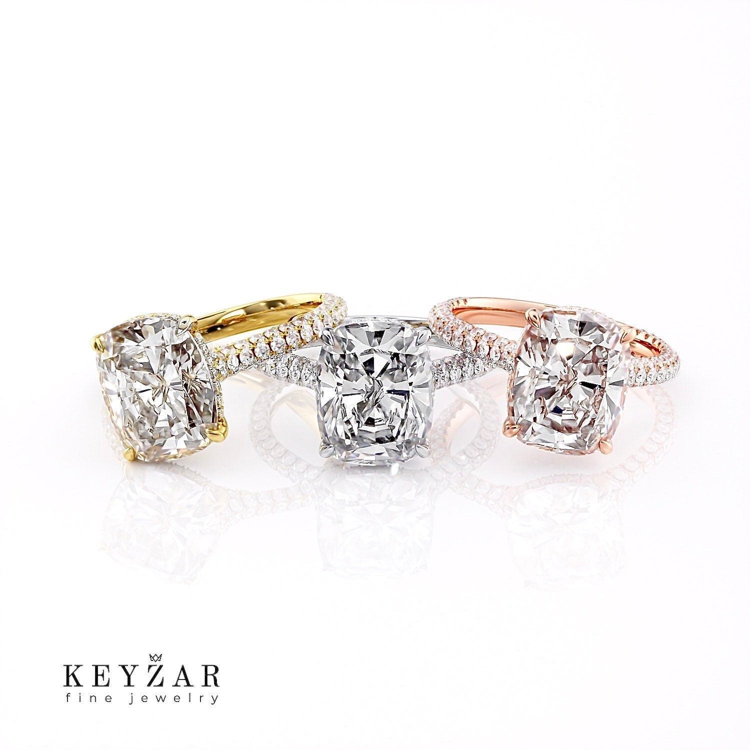 2.5 CT Cushion Shape Pave Setting Moissanite Engagement Ring 3