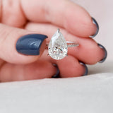 4.5 CT Pear Cut Solitaire & Pave Setting Moissanite Engagement Ring 1