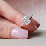 3.5 CT Radiant Hidden Halo Pave  Moissanite Engagement Ring 4