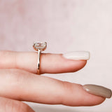 1.5 CT Emerald Shape Hidden Halo Moissanite Engagement Ring 7