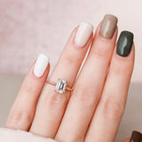 1.5 CT Emerald Shape Hidden Halo Moissanite Engagement Ring 3